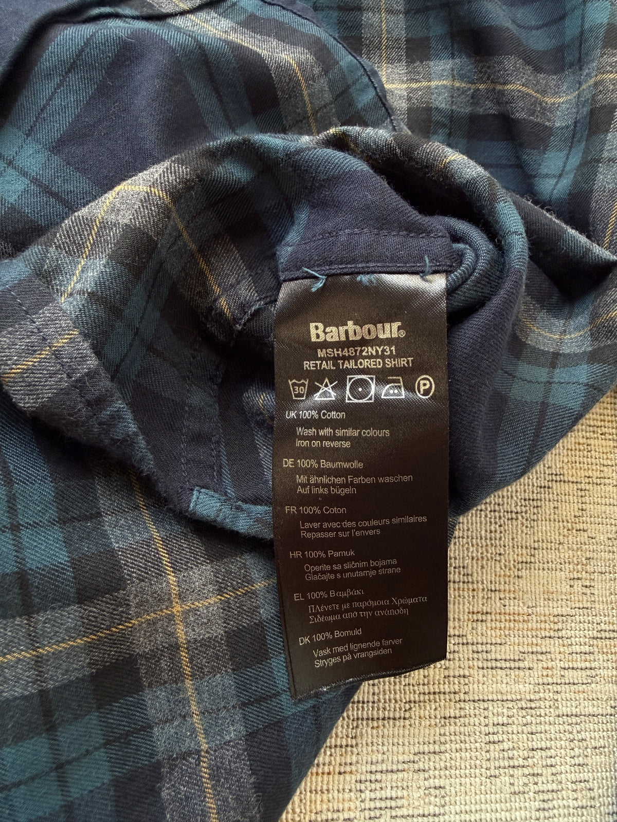 Barbour Tailored Fit Tartan Shirt – Navy / Blue (XL)