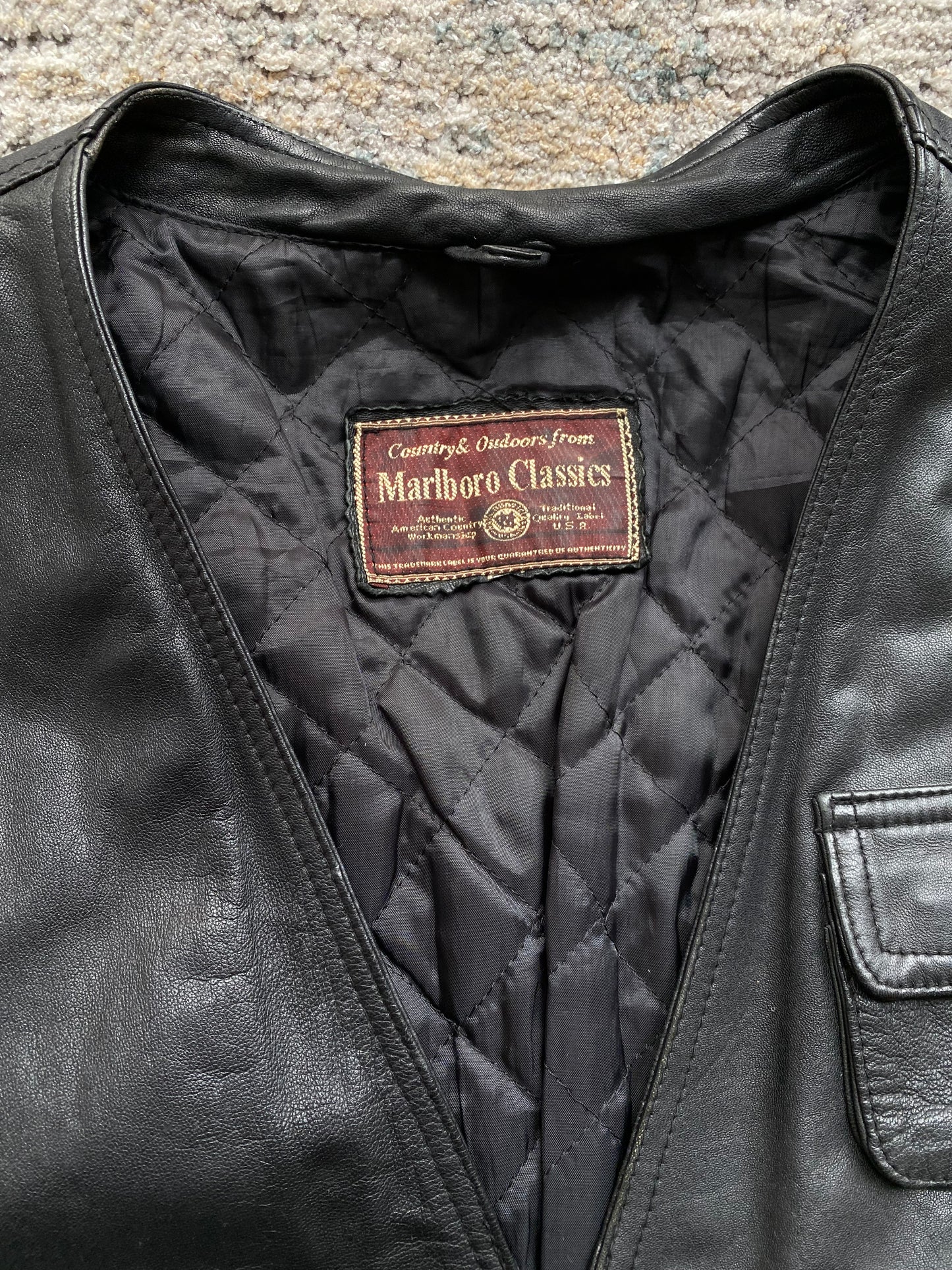 Malboro Vintage 90’s Leather Vest (XL)