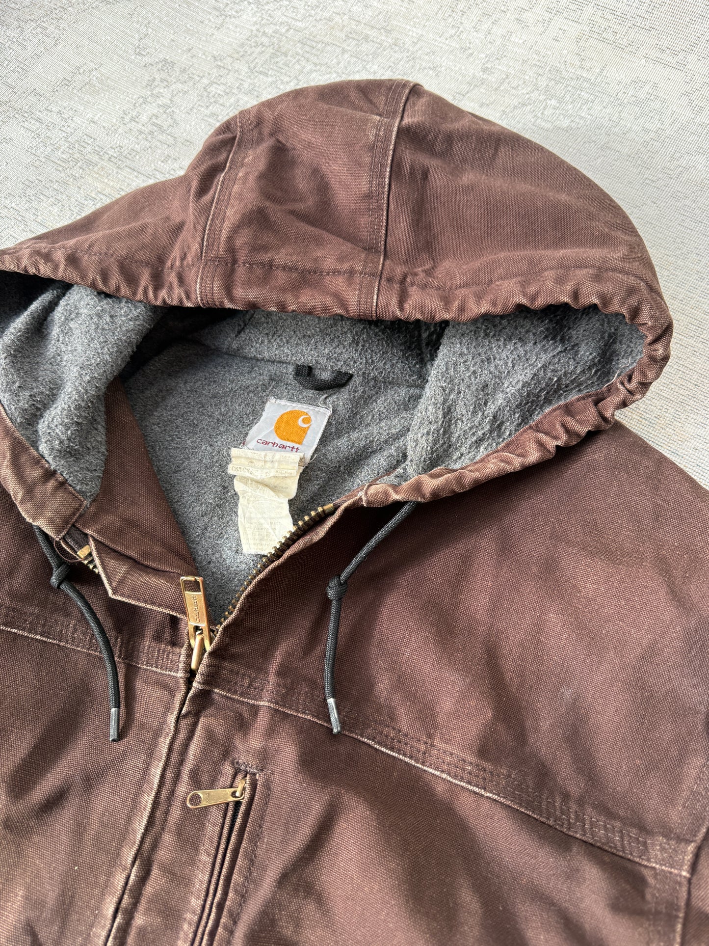 Carhartt Arctic Dark Brown Heavy Canvas Hooded Jacket (XL)