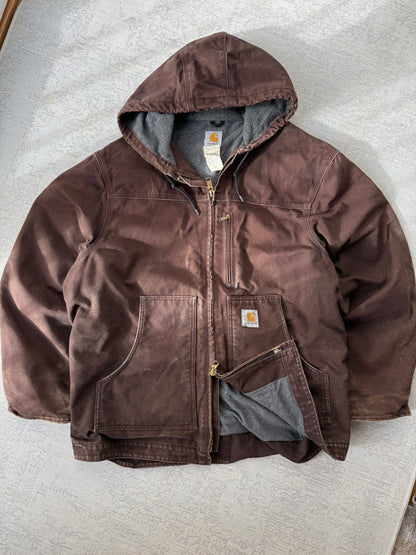 Carhartt Arctic Dark Brown Heavy Canvas Hooded Jacket (XL)