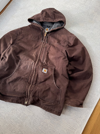 Carhartt Arctic Dark Brown Heavy Canvas Hooded Jacket (XL)