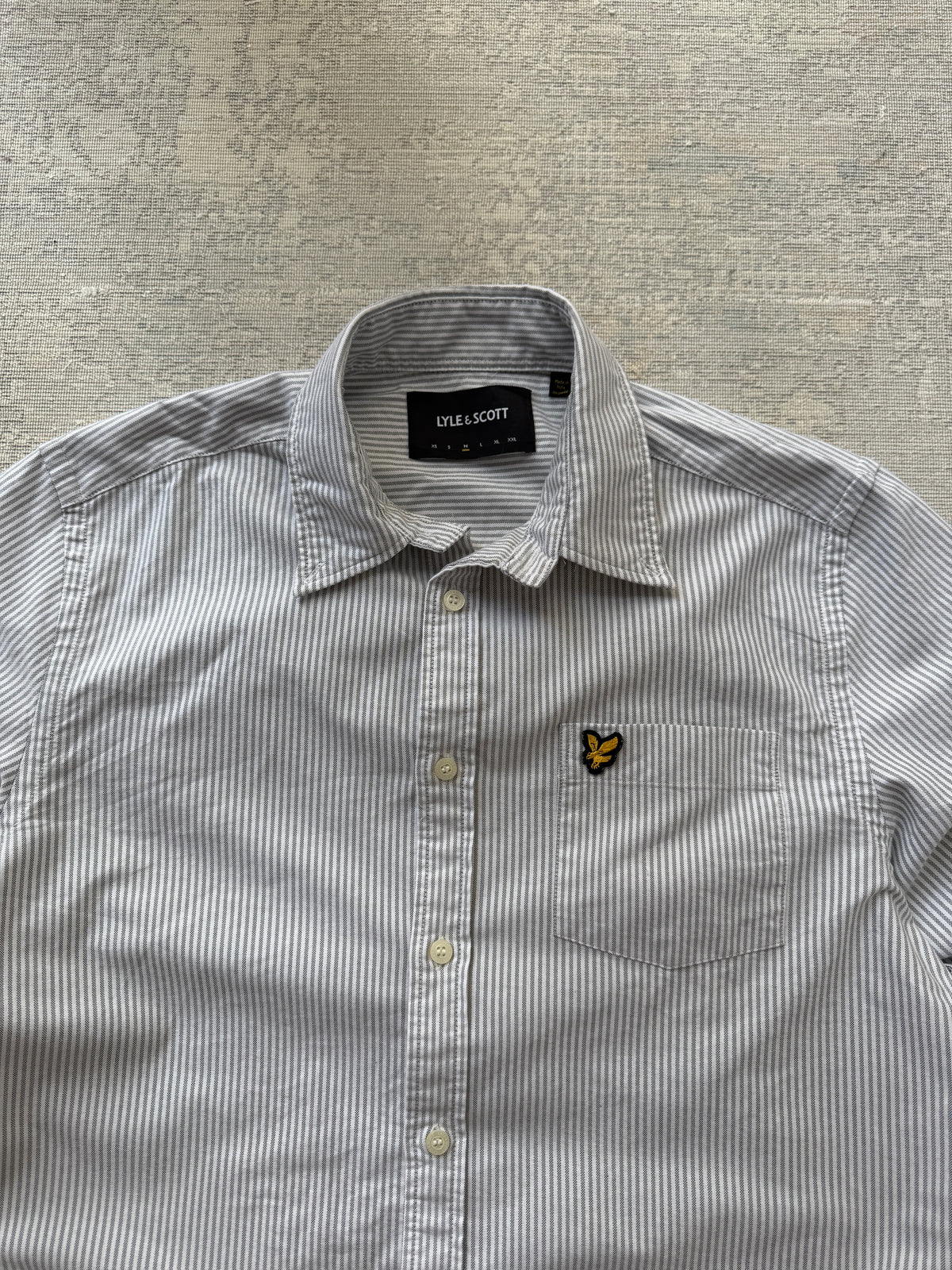Lyle & Scott Stripe Oxford Shirt – Grey / White (M)
