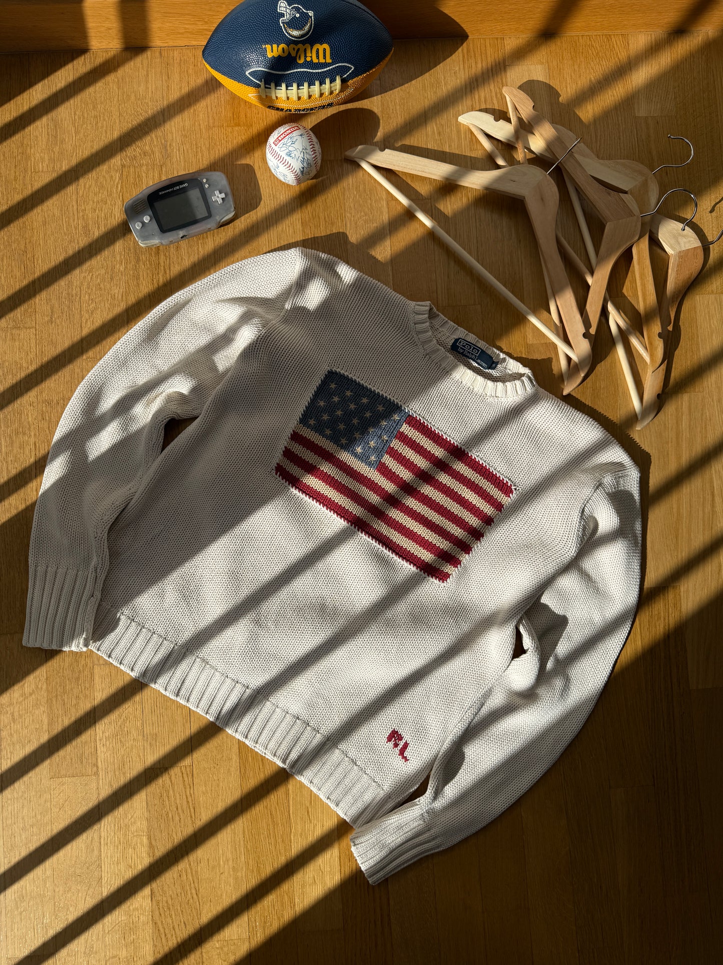Ralph Lauren Vintage 90’s Cotton Knit US Flag Sweater (M)