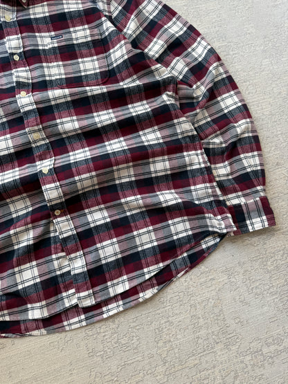 Barbour Tailored Fit Check Shirt – Burgundy / Cream / Navy (XL)