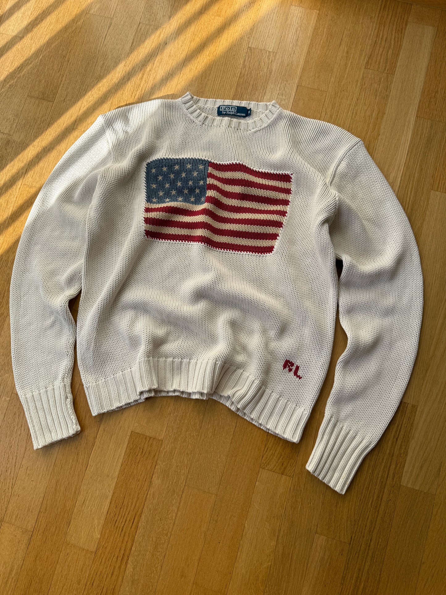 Ralph Lauren Vintage 90’s Cotton Knit US Flag Sweater (M)