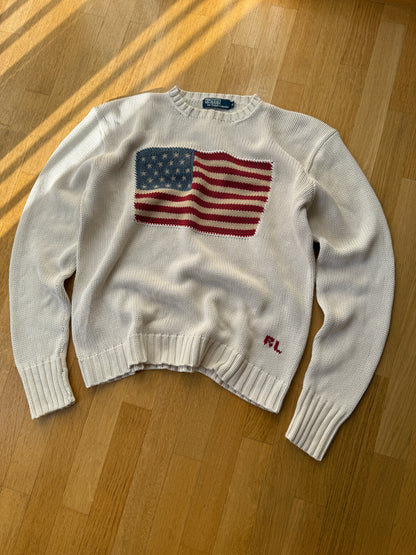 Ralph Lauren Vintage 90’s Cotton Knit US Flag Sweater (M)