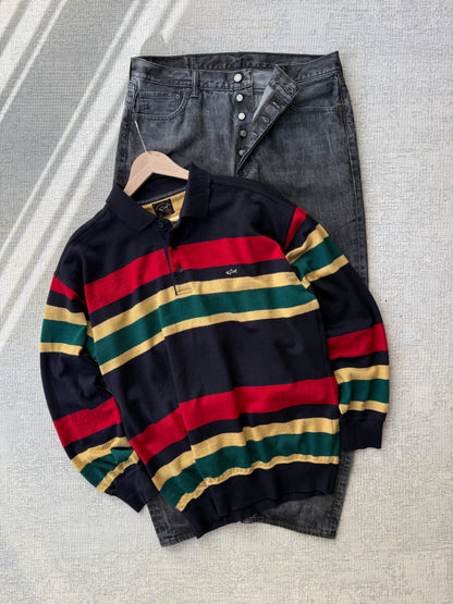 Paul Shark Striped Polo LS (XL)