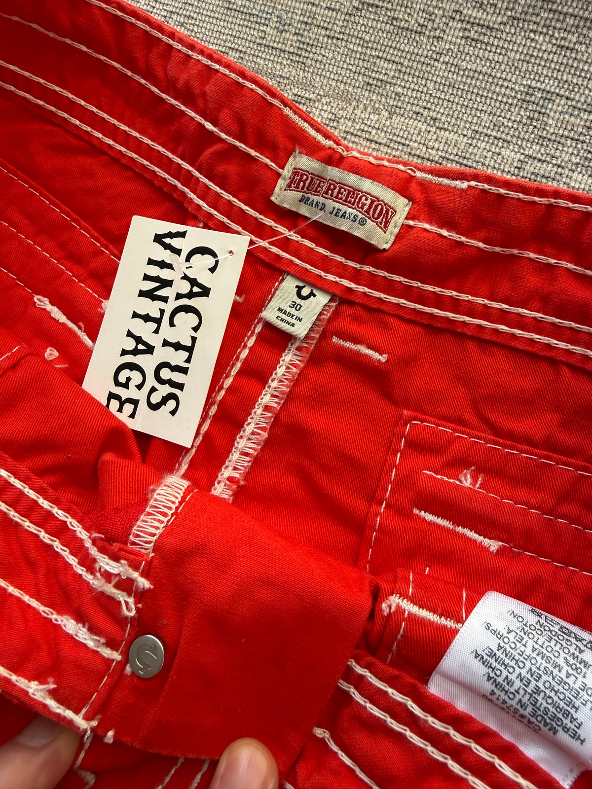 True Religion Y2K Contrast Stitch Cargo Pants (W30)