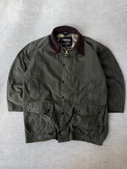 Barbour Vintage Border Waxed Jacket Made In England  (L)