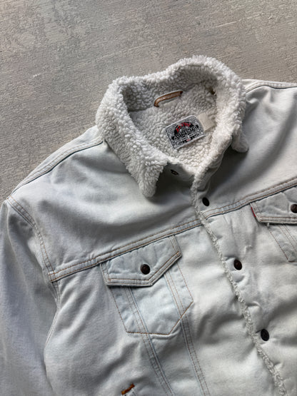 Vintage 90s Levi’s Sherpa-Lined Denim Trucker Jacket – Light Wash (L)