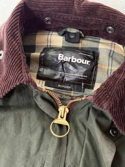 Barbour Vintage Border Waxed Jacket Made In England  (L)