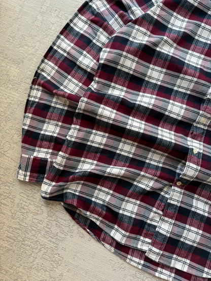 Barbour Tailored Fit Check Shirt – Burgundy / Cream / Navy (XL)