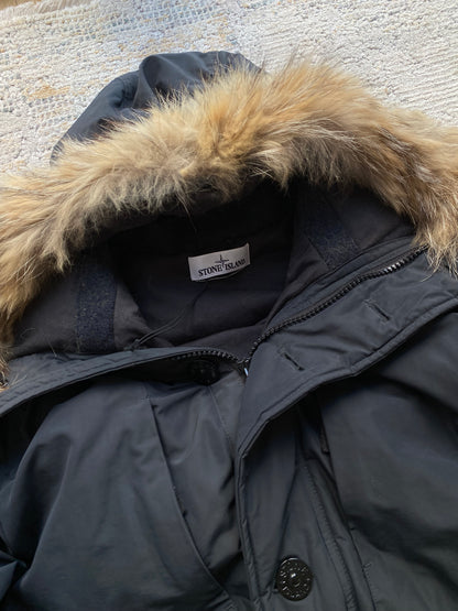 Stone Island Micro Reps Down Hooded Fur Parka Jacket (L)