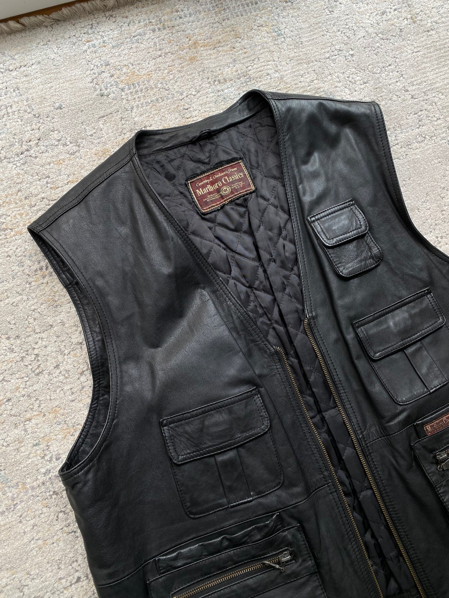 Malboro Vintage 90’s Leather Vest (XL)