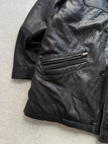 Vintage Abercrombie & Fitch Quilted Leather Coat – Black (L/XL)