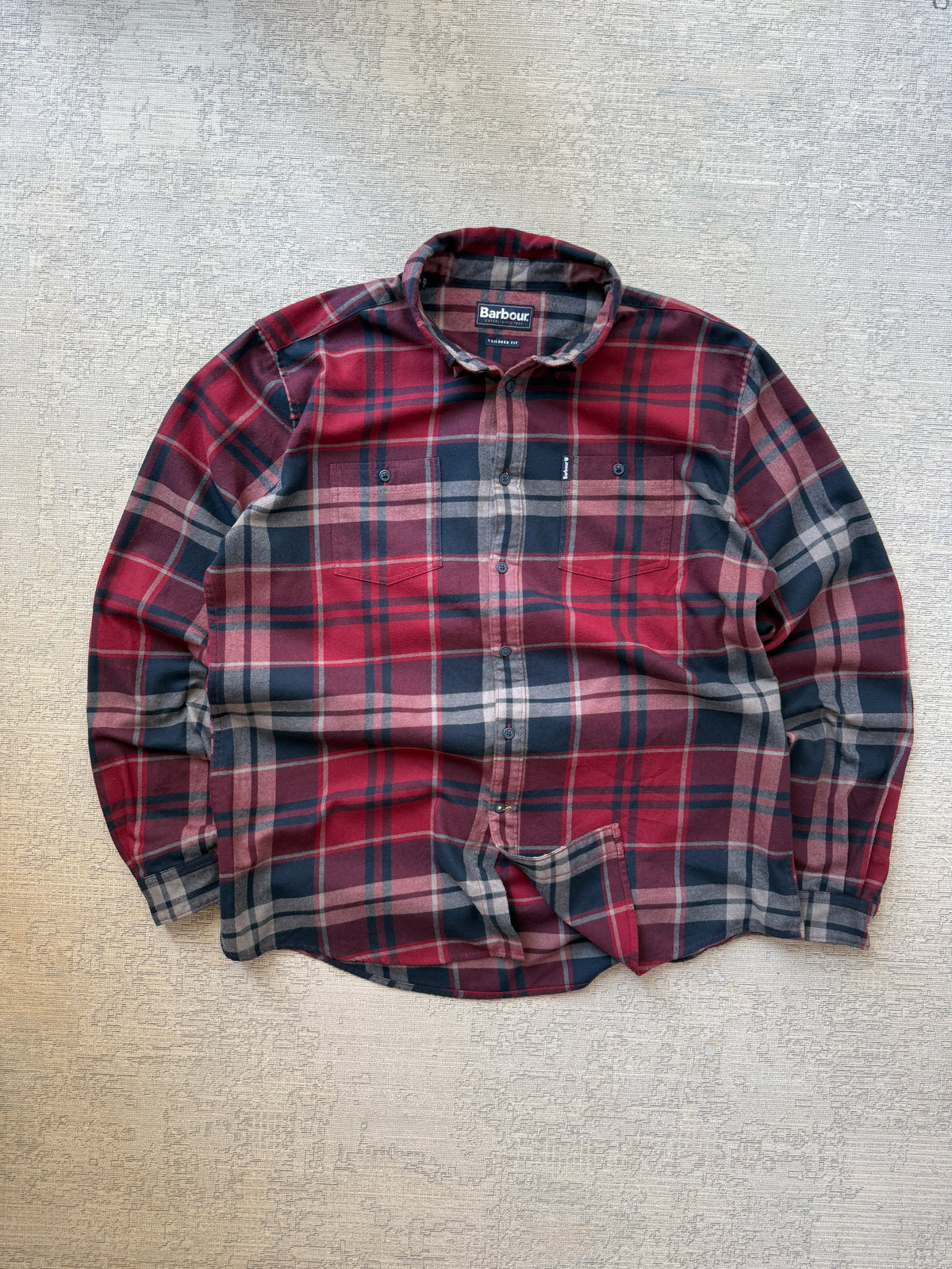 Barbour Tailored Fit Tartan Shirt – Burgundy / Navy (XL)