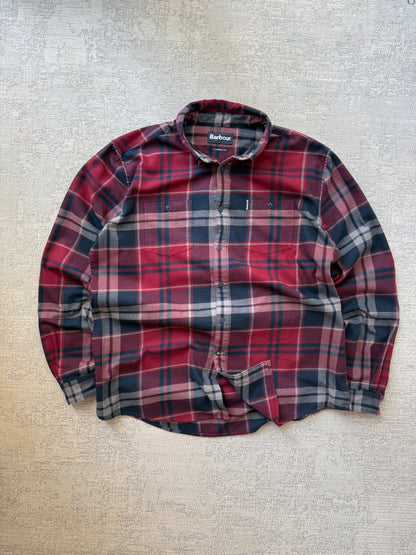 Barbour Tailored Fit Tartan Shirt – Burgundy / Navy (XL)