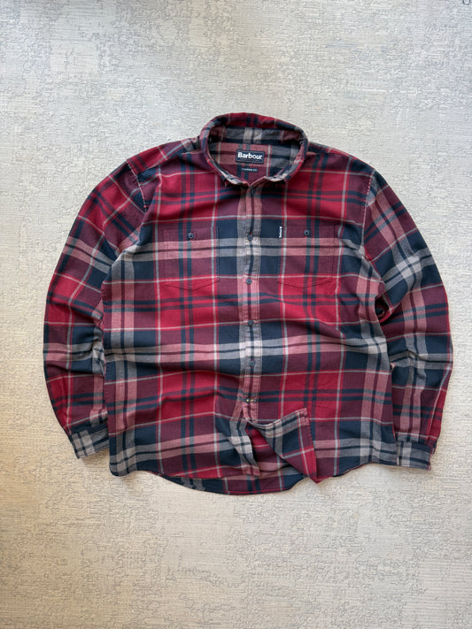 Barbour Tailored Fit Tartan Shirt – Burgundy / Navy (XL)