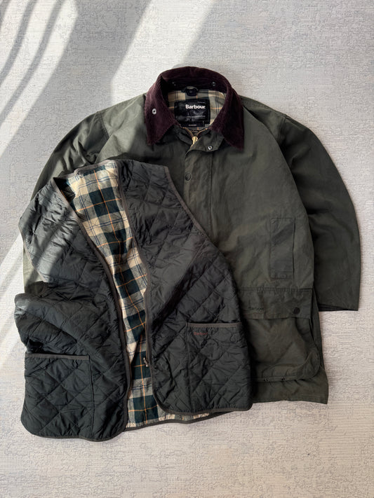 Barbour Vuntage Border Waxed Jacket Made In England  (L)