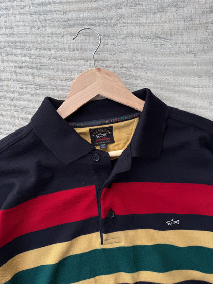 Paul Shark Striped Polo LS (XL)