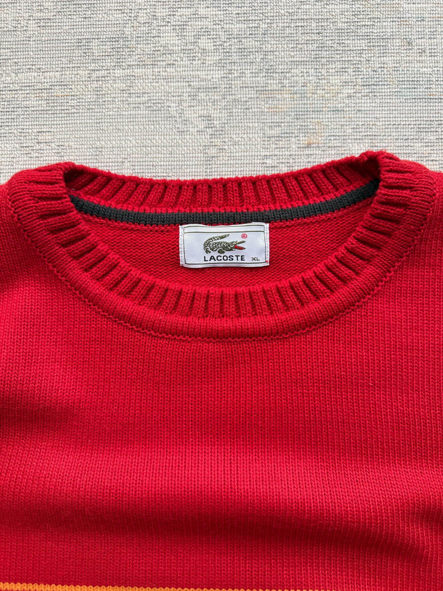 Vintage Lacoste Chest Stripe Crewneck Sweater (XL)