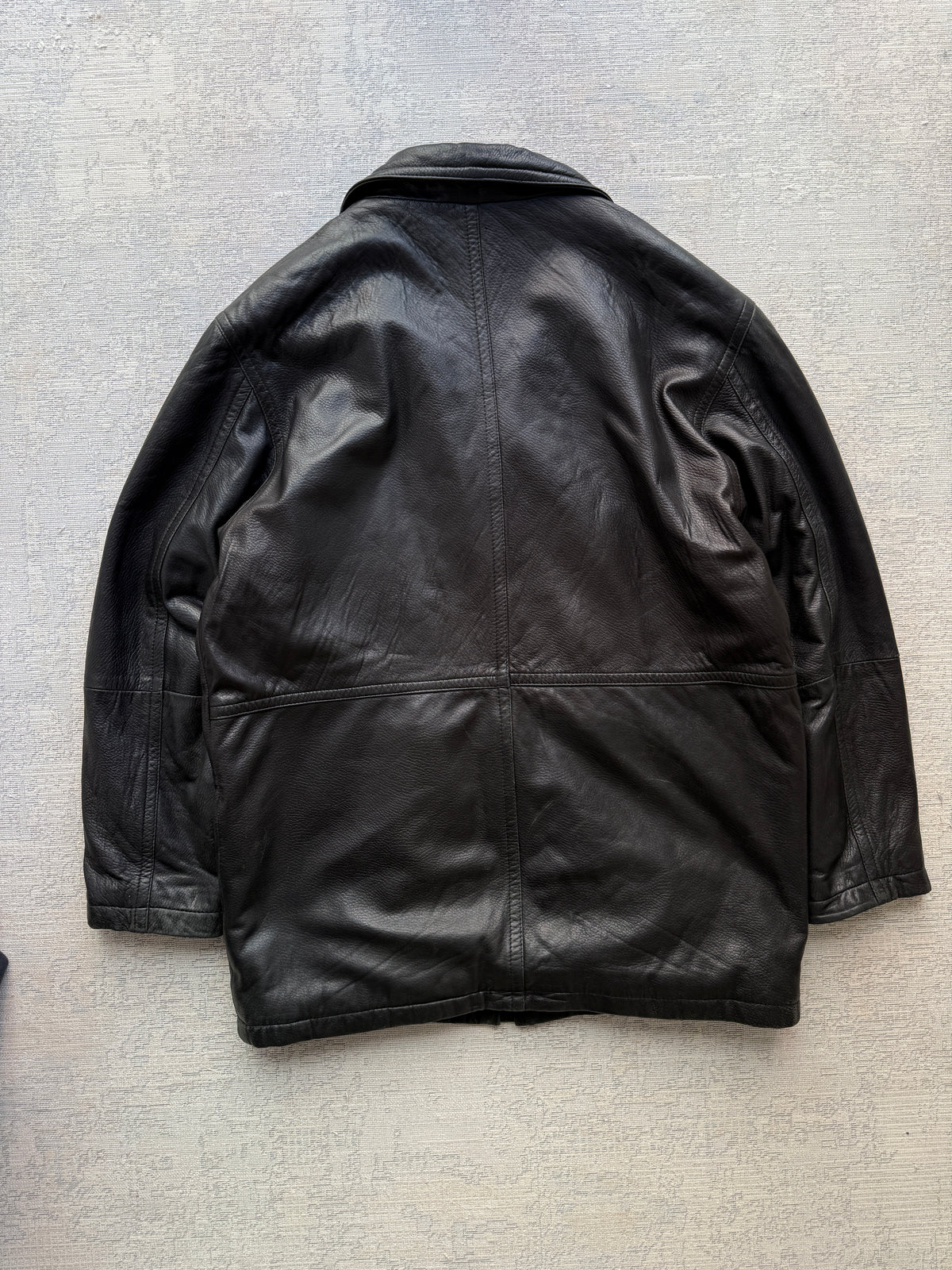 Vintage Abercrombie & Fitch Quilted Leather Coat – Black (L/XL)