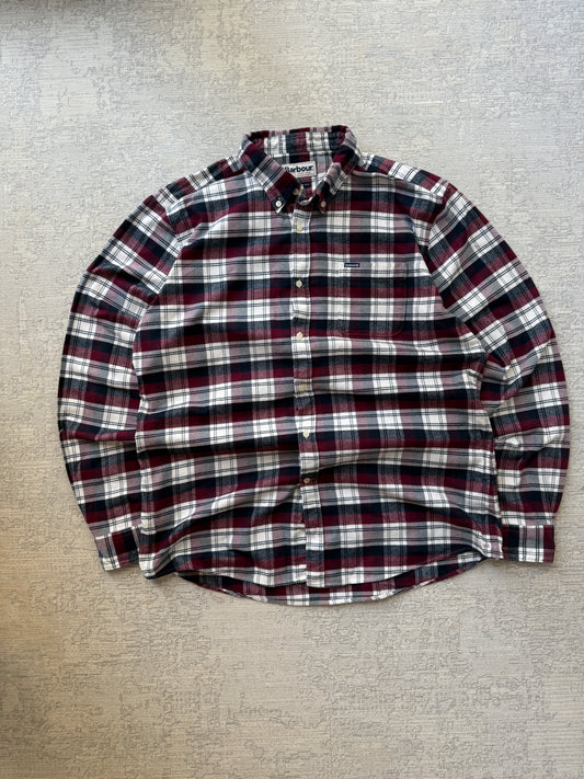 Barbour Tailored Fit Check Shirt – Burgundy / Cream / Navy (XL)