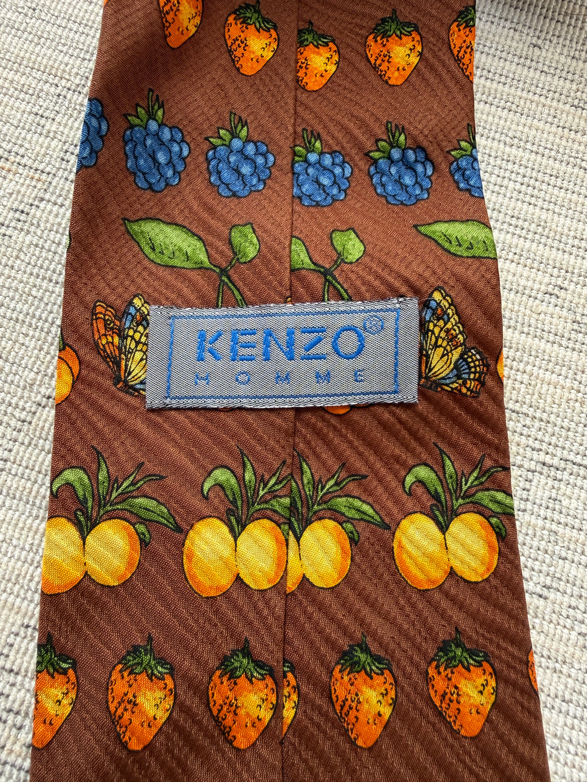 Vintage Kenzo Homme Silk Fruit Print Tie