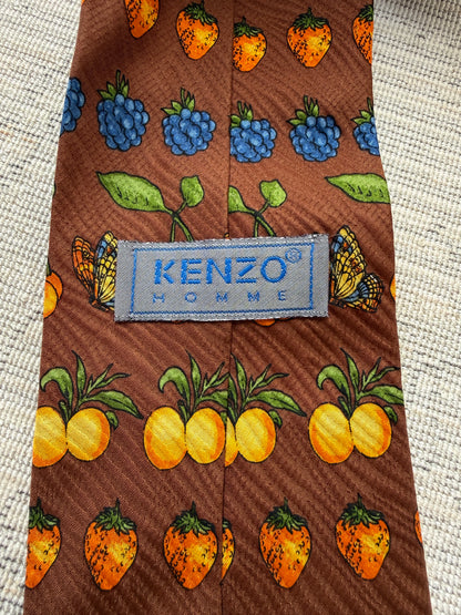 Vintage Kenzo Homme Silk Fruit Print Tie