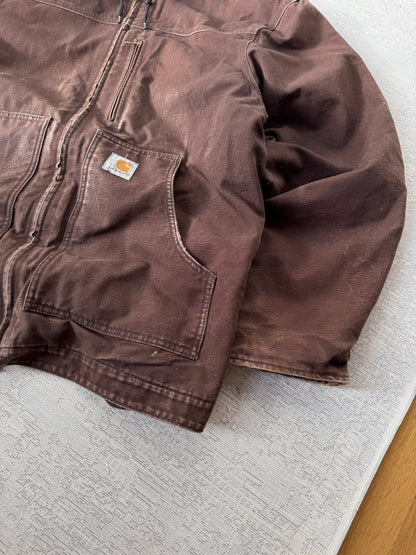 Carhartt Arctic Dark Brown Heavy Canvas Hooded Jacket (XL)