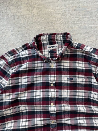 Barbour Tailored Fit Check Shirt – Burgundy / Cream / Navy (XL)