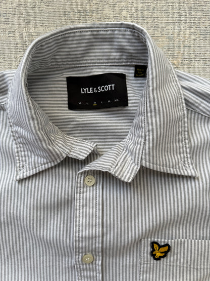 Lyle & Scott Stripe Oxford Shirt – Grey / White (M)