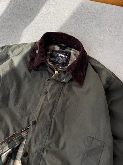 Barbour Vintage Border Waxed Jacket Made In England  (L)