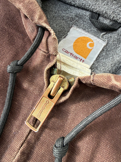Carhartt Arctic Dark Brown Heavy Canvas Hooded Jacket (XL)