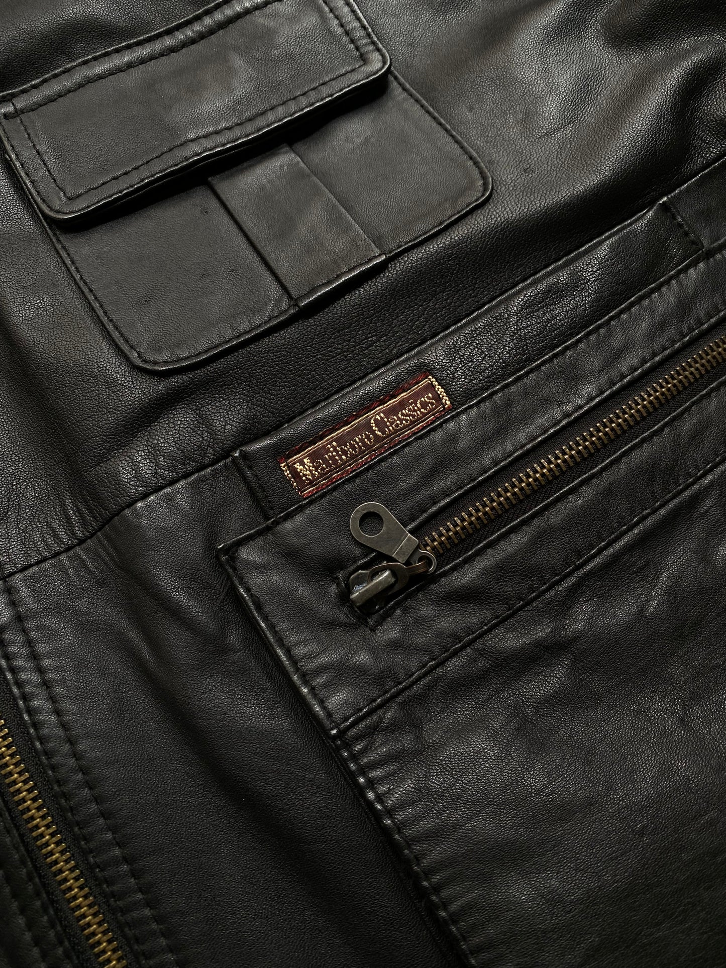 Malboro Vintage 90’s Leather Vest (XL)