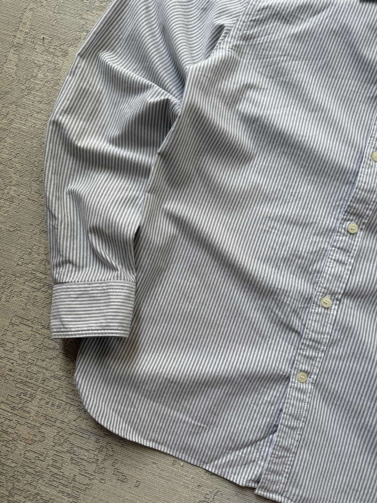 Lyle & Scott Stripe Oxford Shirt – Grey / White (M)