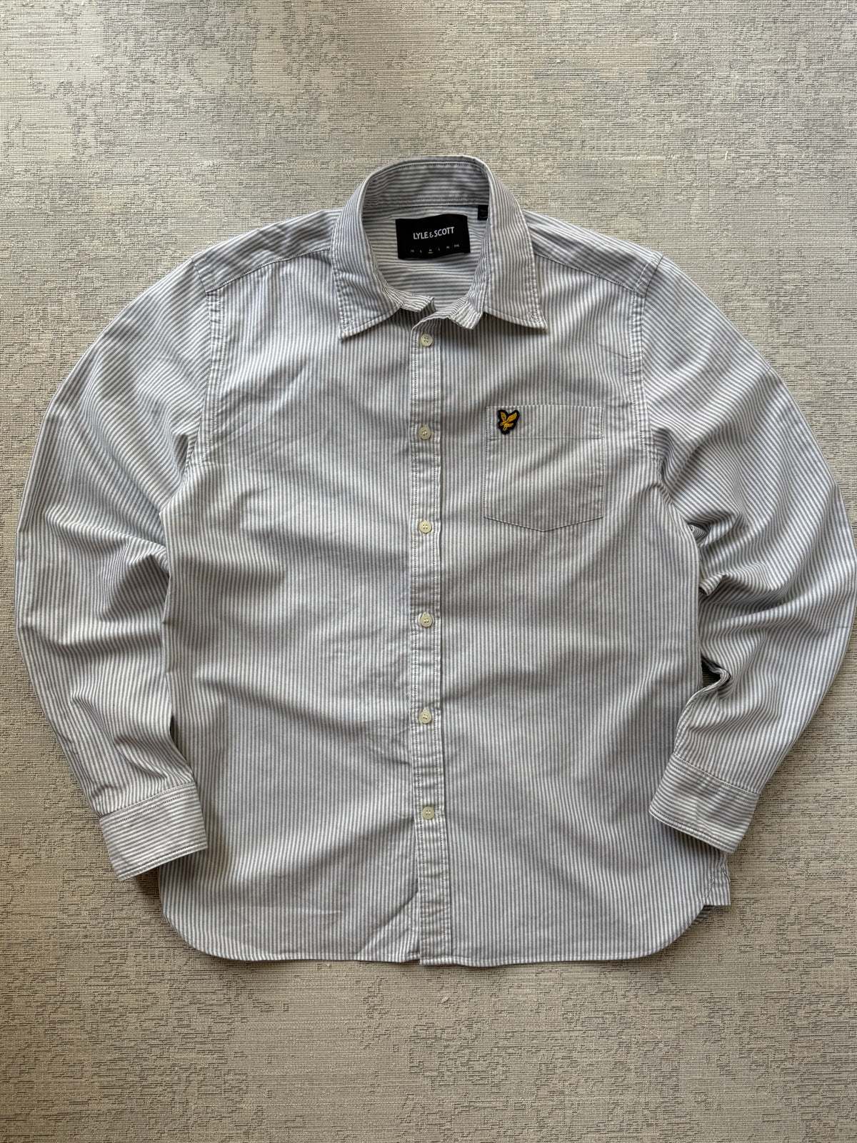 Lyle & Scott Stripe Oxford Shirt – Grey / White (M)
