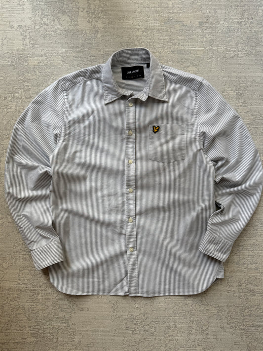 Lyle & Scott Stripe Oxford Shirt – Grey / White (M)