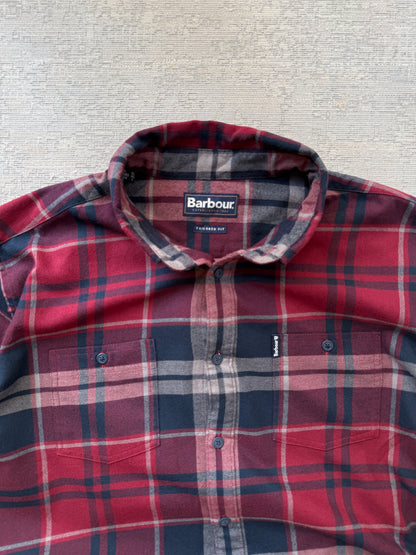 Barbour Tailored Fit Tartan Shirt – Burgundy / Navy (XL)