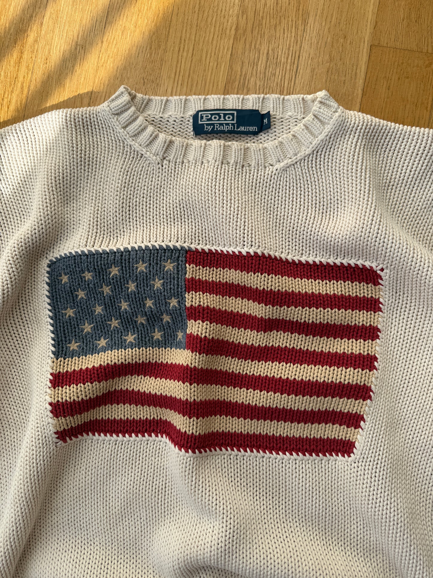 Ralph Lauren Vintage 90’s Cotton Knit US Flag Sweater (M)