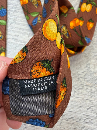 Vintage Kenzo Homme Silk Fruit Print Tie