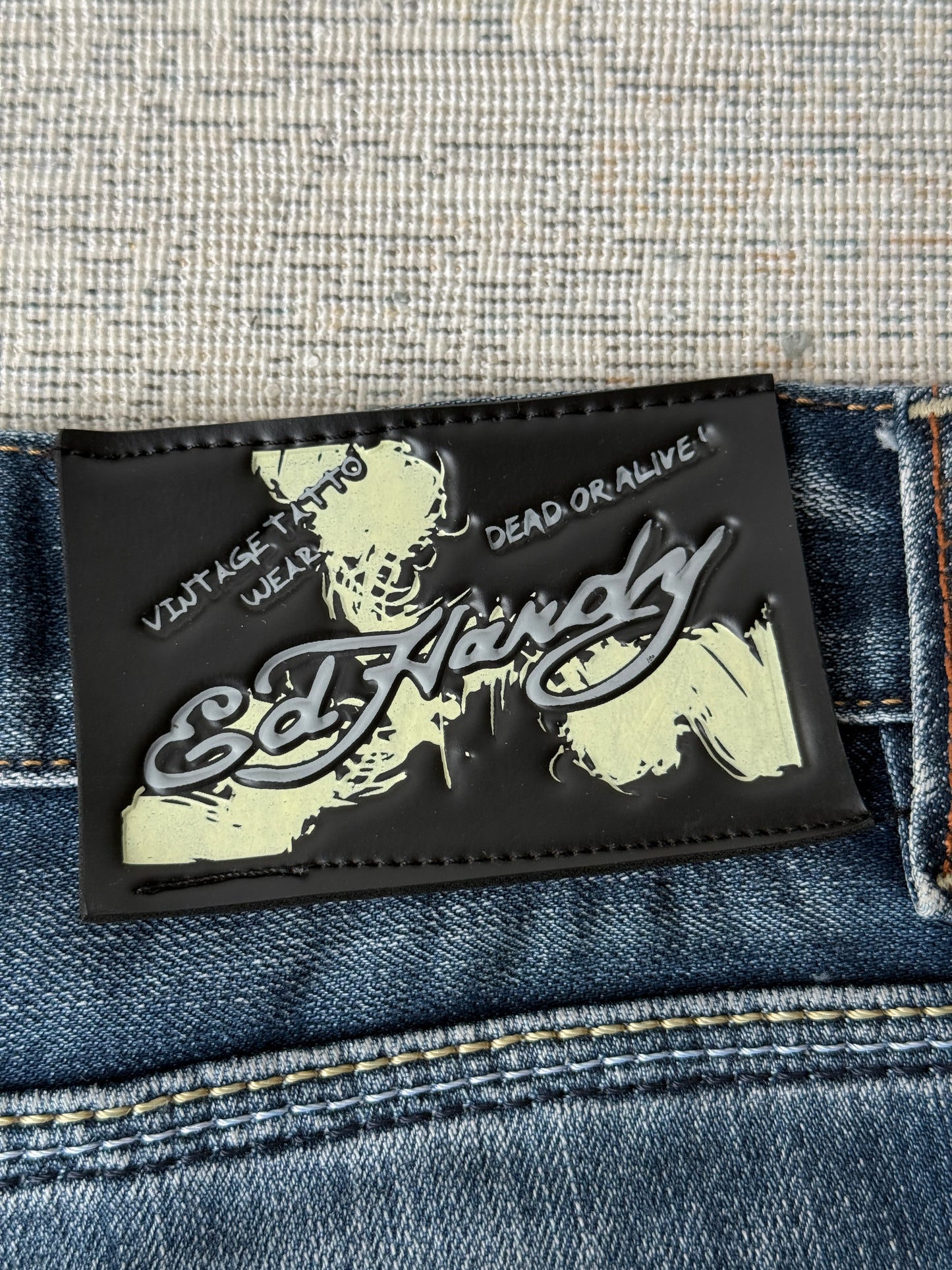 Ed Hardy Vintage Skull Embroidered Denim Jeans (W32)
