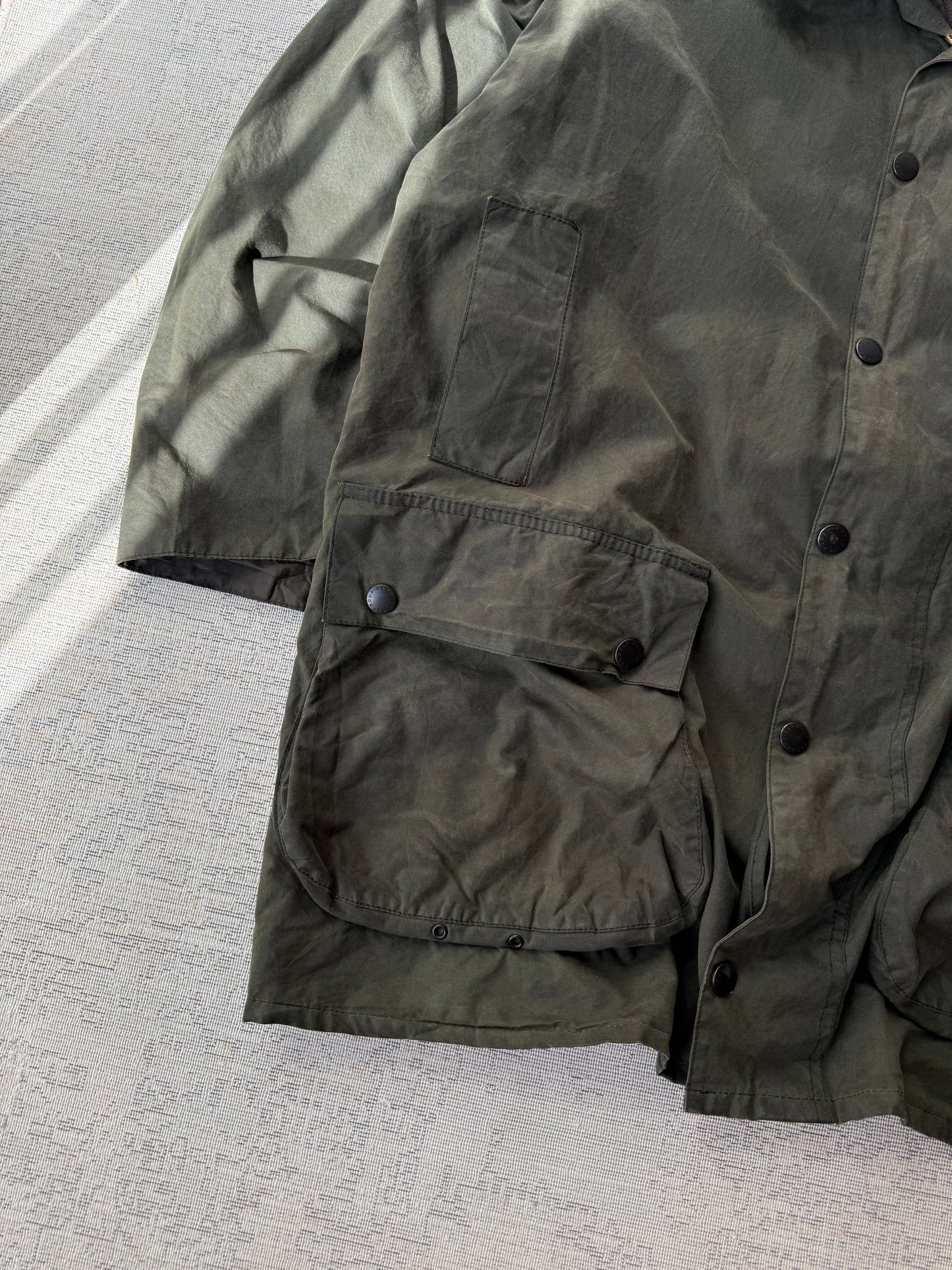 Barbour Vintage Border Waxed Jacket Made In England  (L)