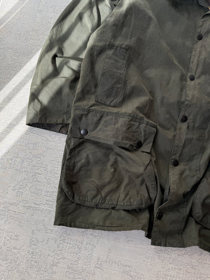 Barbour Vintage Border Waxed Jacket Made In England  (L)