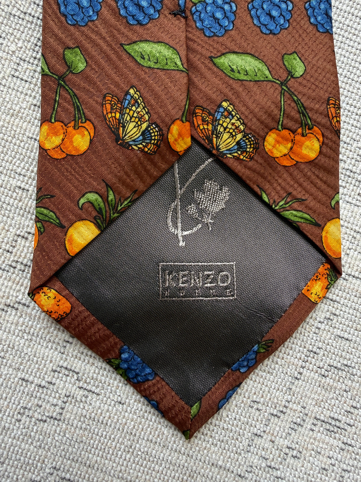 Vintage Kenzo Homme Silk Fruit Print Tie