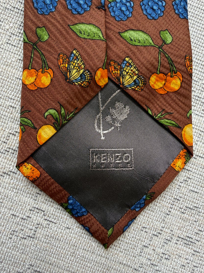 Vintage Kenzo Homme Silk Fruit Print Tie