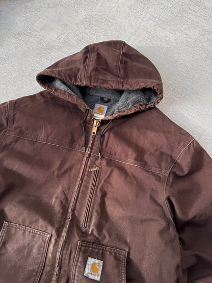 Carhartt Arctic Dark Brown Heavy Canvas Hooded Jacket (XL)