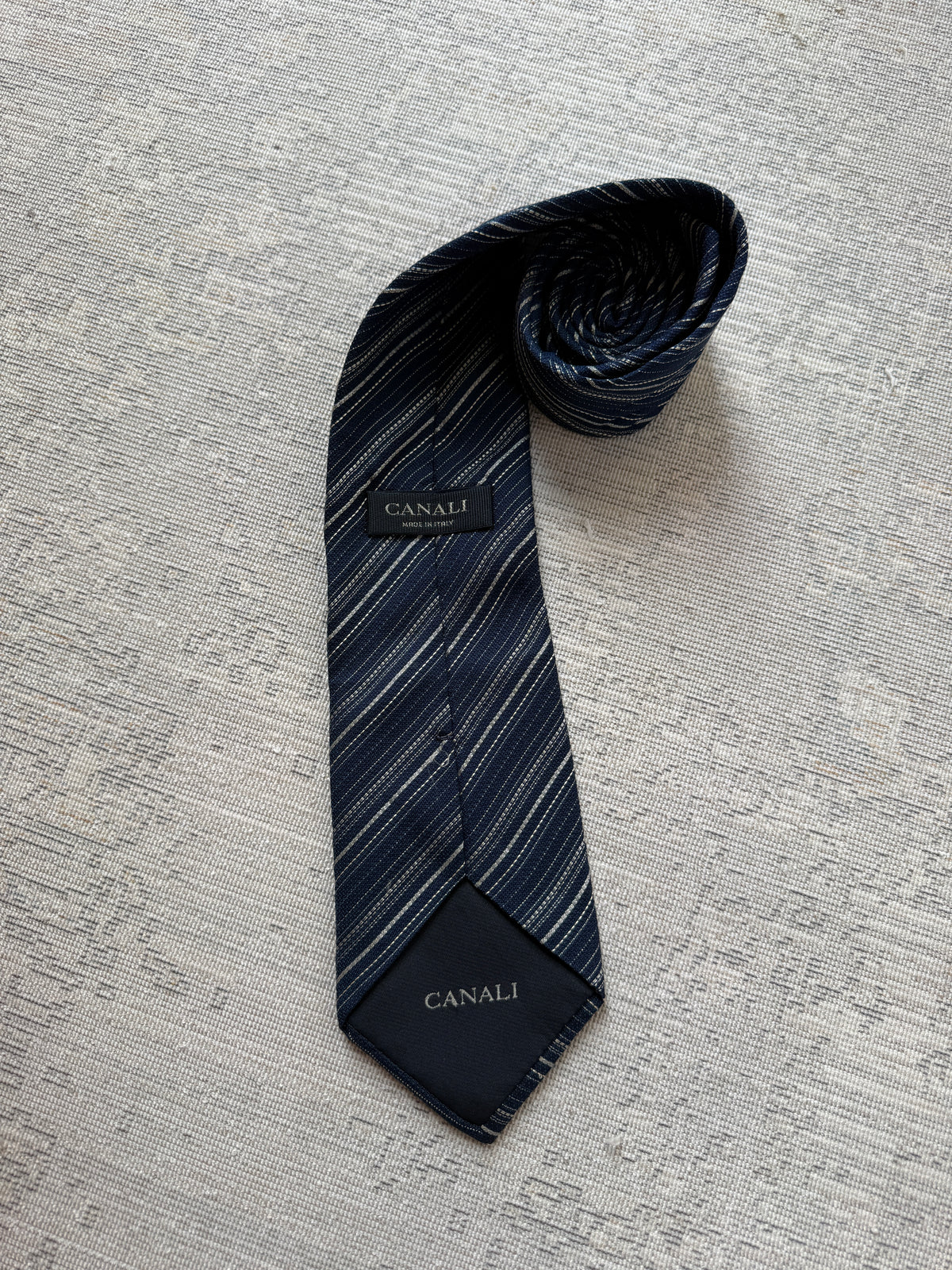 Canali Made in Italy Striped Silk Tie