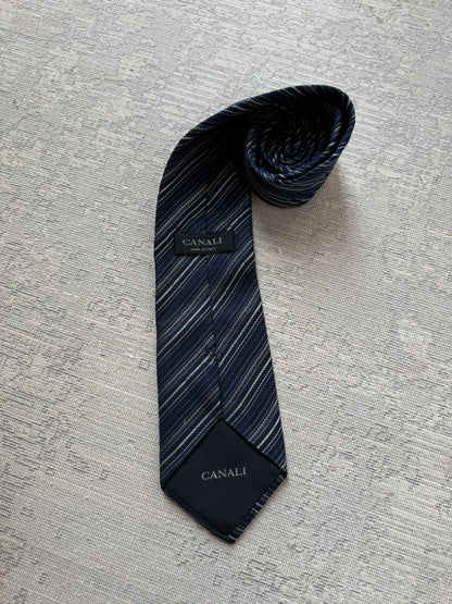 Canali Made in Italy Striped Silk Tie