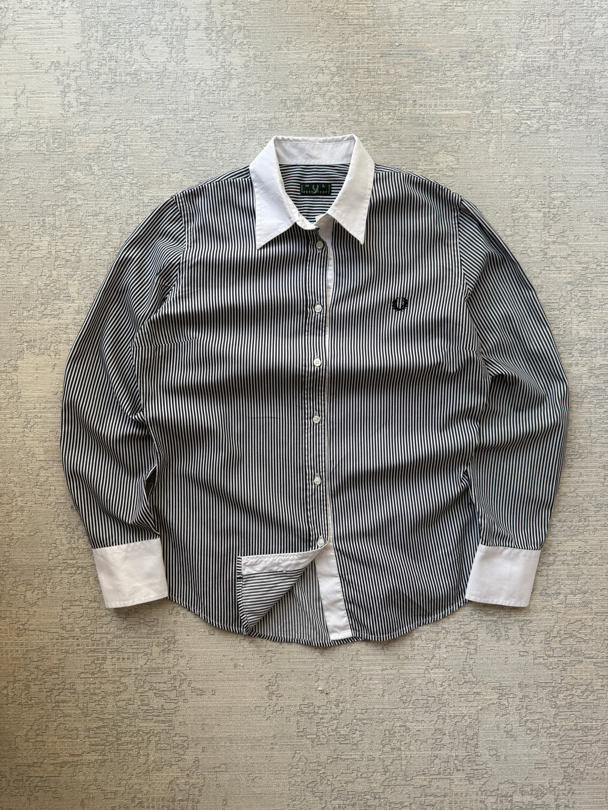 Fred Perry Striped Long Sleeve Slim Shirt (L)